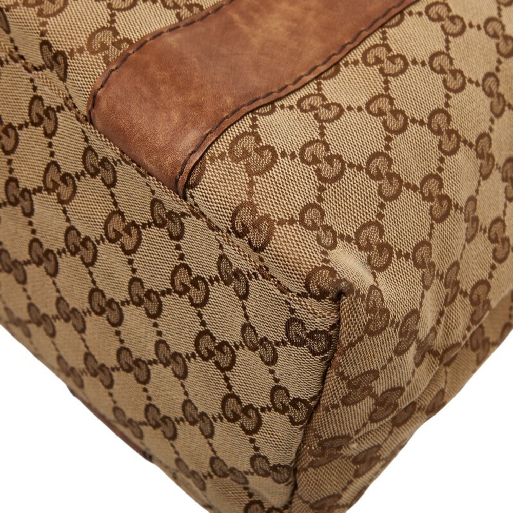 Gucci GG Canvas Bamboo Tote Bag Beige Brown Leather - Picture 5 of 10